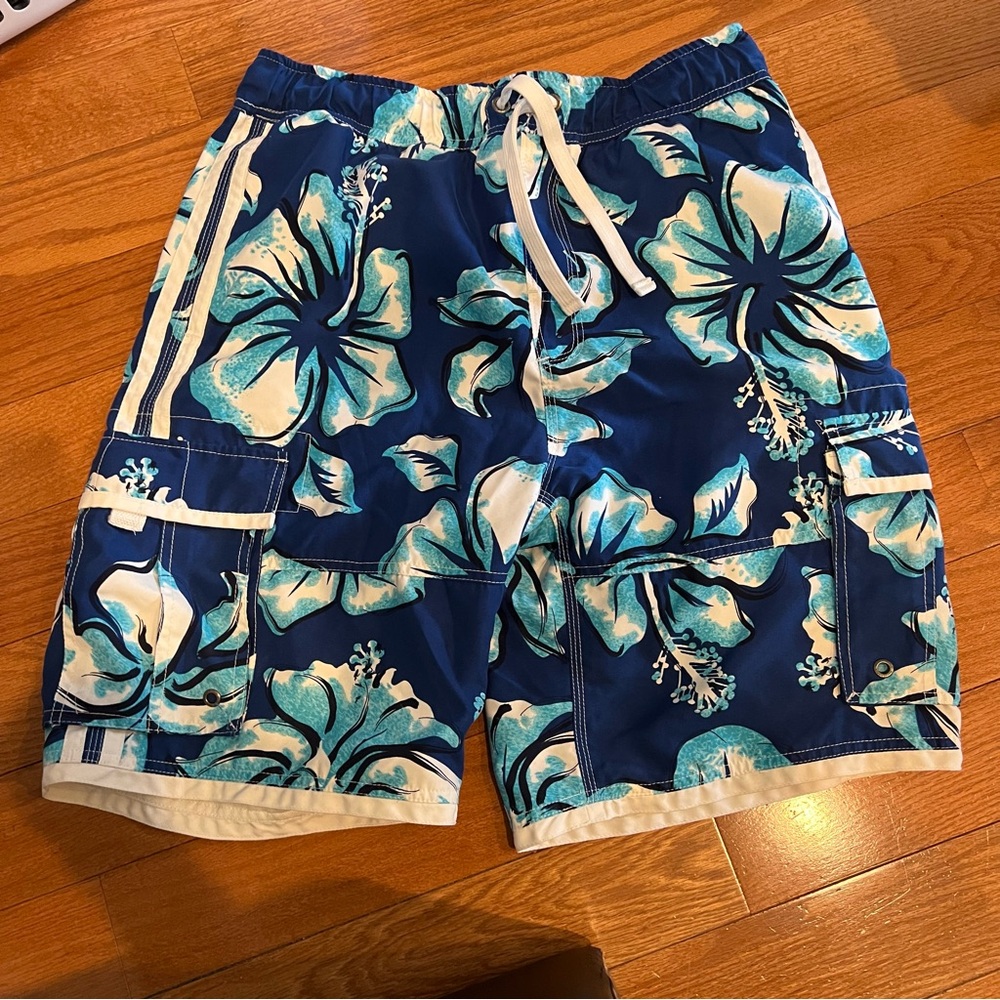 Wonder Wall Tropical Floral Print Swim Board Shorts Trunks Size Medium M